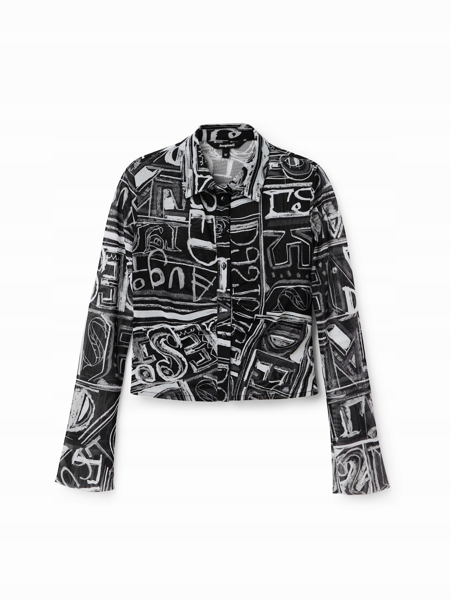 Desigual Koszula Lettering 23SWTKBZ Czarny Slim Fit