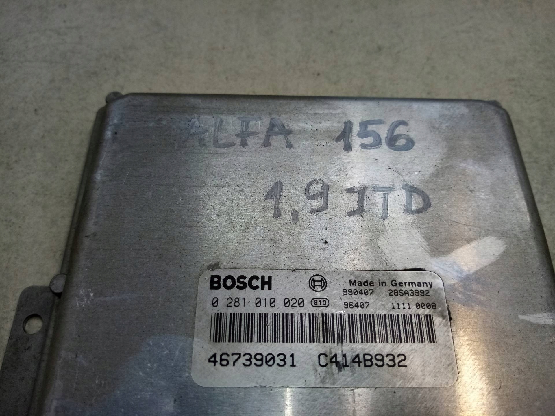 control unit of the engine ALFA ROMEO 156 1.9 JTD 028101002