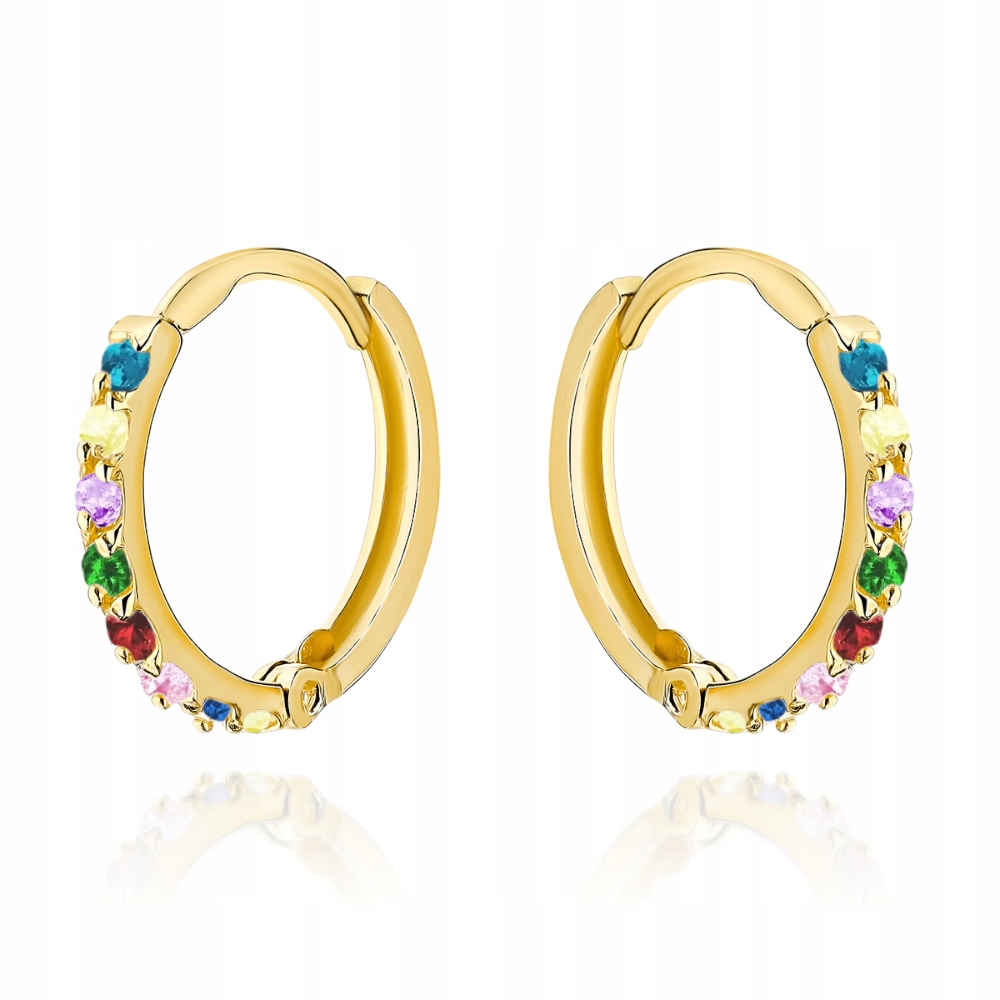 ZŁOTE KOLCZYKI 585 DZIECKO DZIEWCZYNKA KOŁO cyrkonia chrzest komunia Marka Inna marka