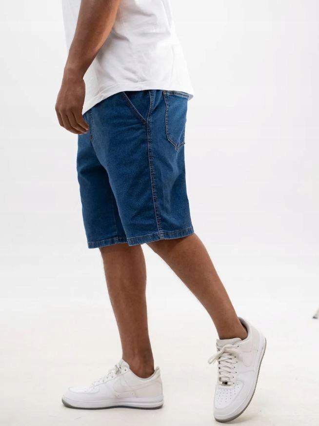 Jigga Wear Krótkie Spodenki Jeansowe Baggy Męskie Ciemne Niebieskie XL