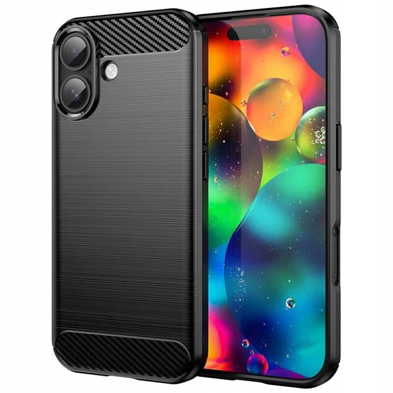 Techsuit Carbon Silicone etui do iPhone'a 17 czarne