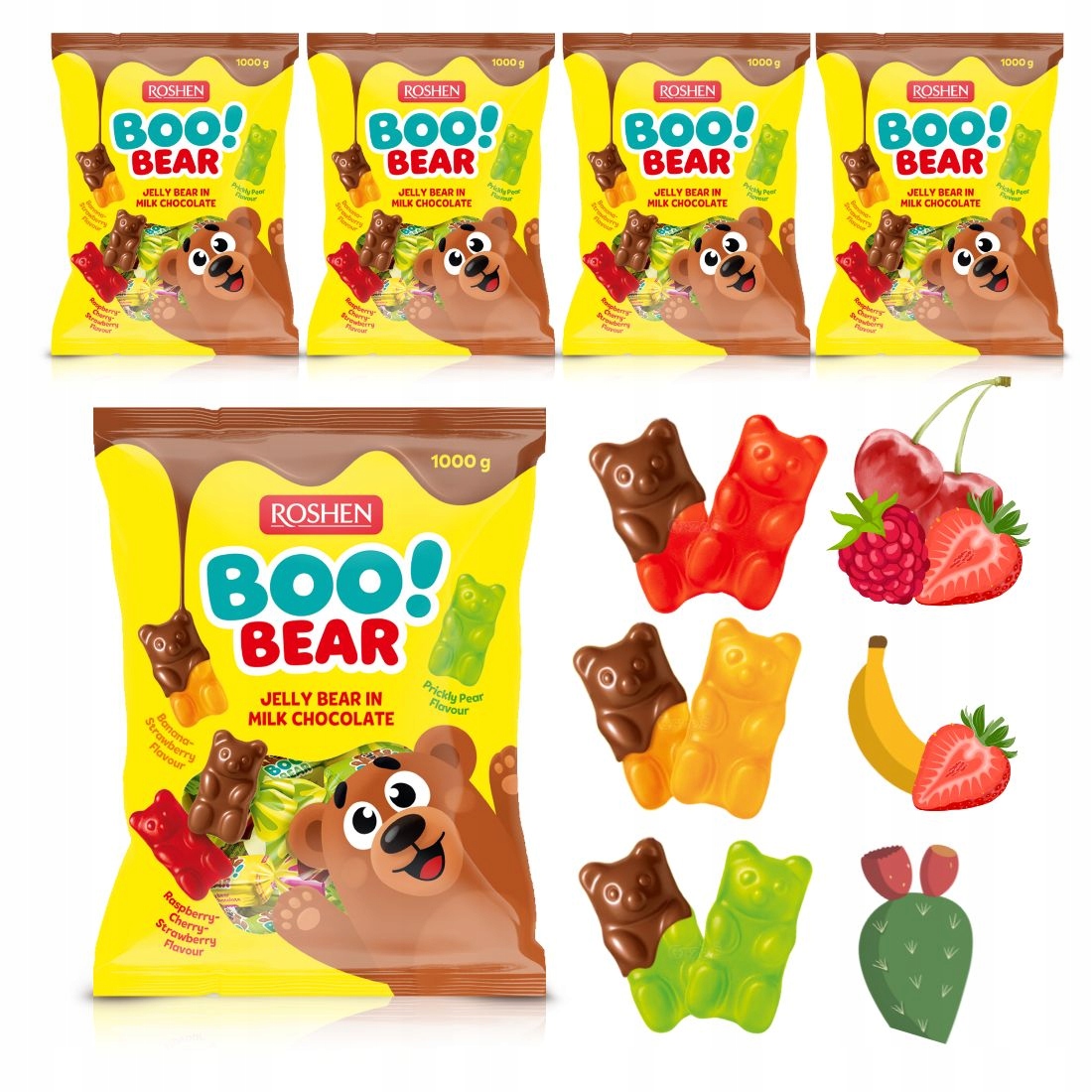 5x Boo! Bear Galaretki misie w czekoladzie 1kg Roshen żelki Misie
