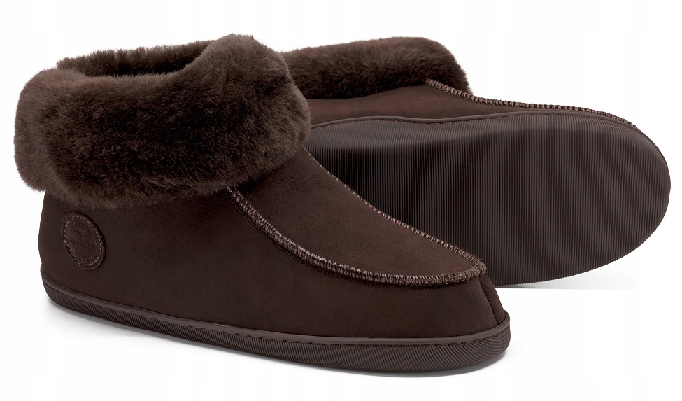 Pánské horské pantofle Papuče z vlny, teplá kůže, velikost 41, hnědé