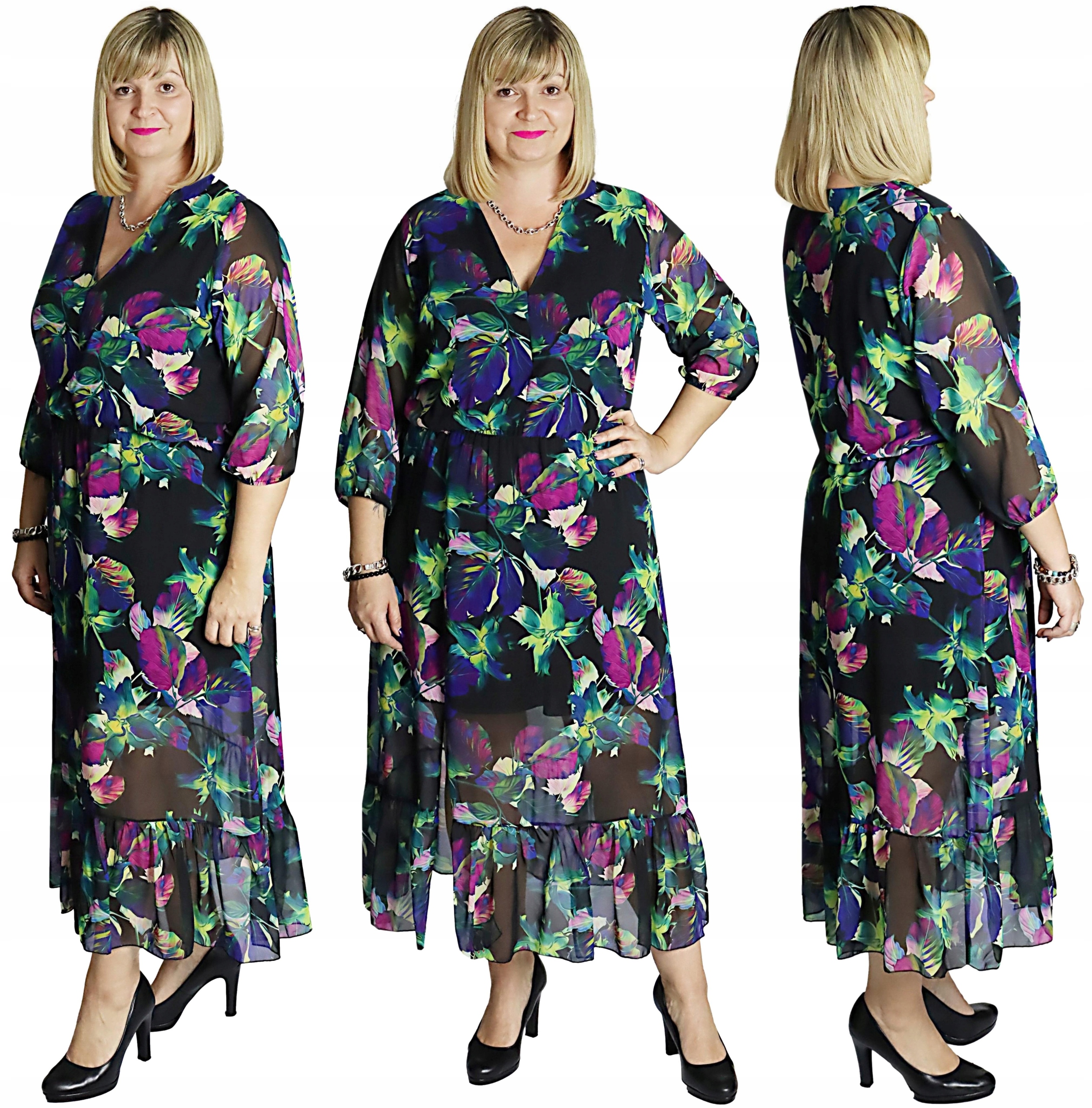 Šifonová Sukně S Rozparkem vel 52