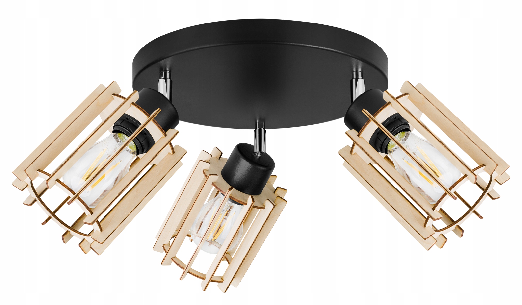 Závěsné Stropní Svítidlo Trojitý Lustr Dřevěný Moderní Boho Led