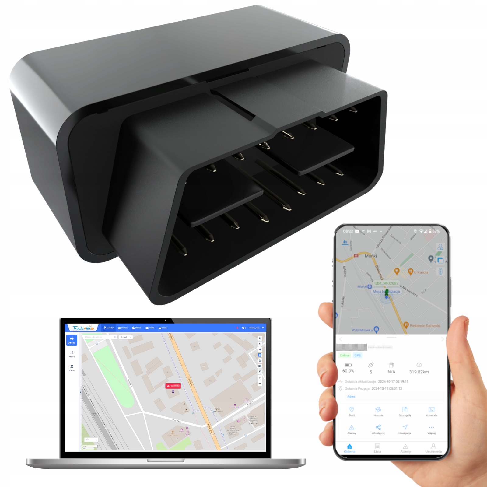 Lokalizator Gps 4G mini OBD2 do Auta skonfigurowany eSIM Serwis 11 lat