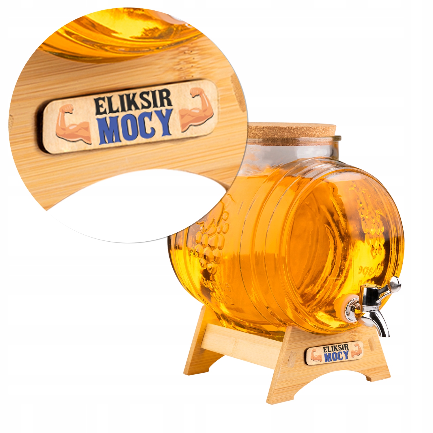 Skleněný sud s kohoutkem 5 l, sud, karafa na whisky s potiskem