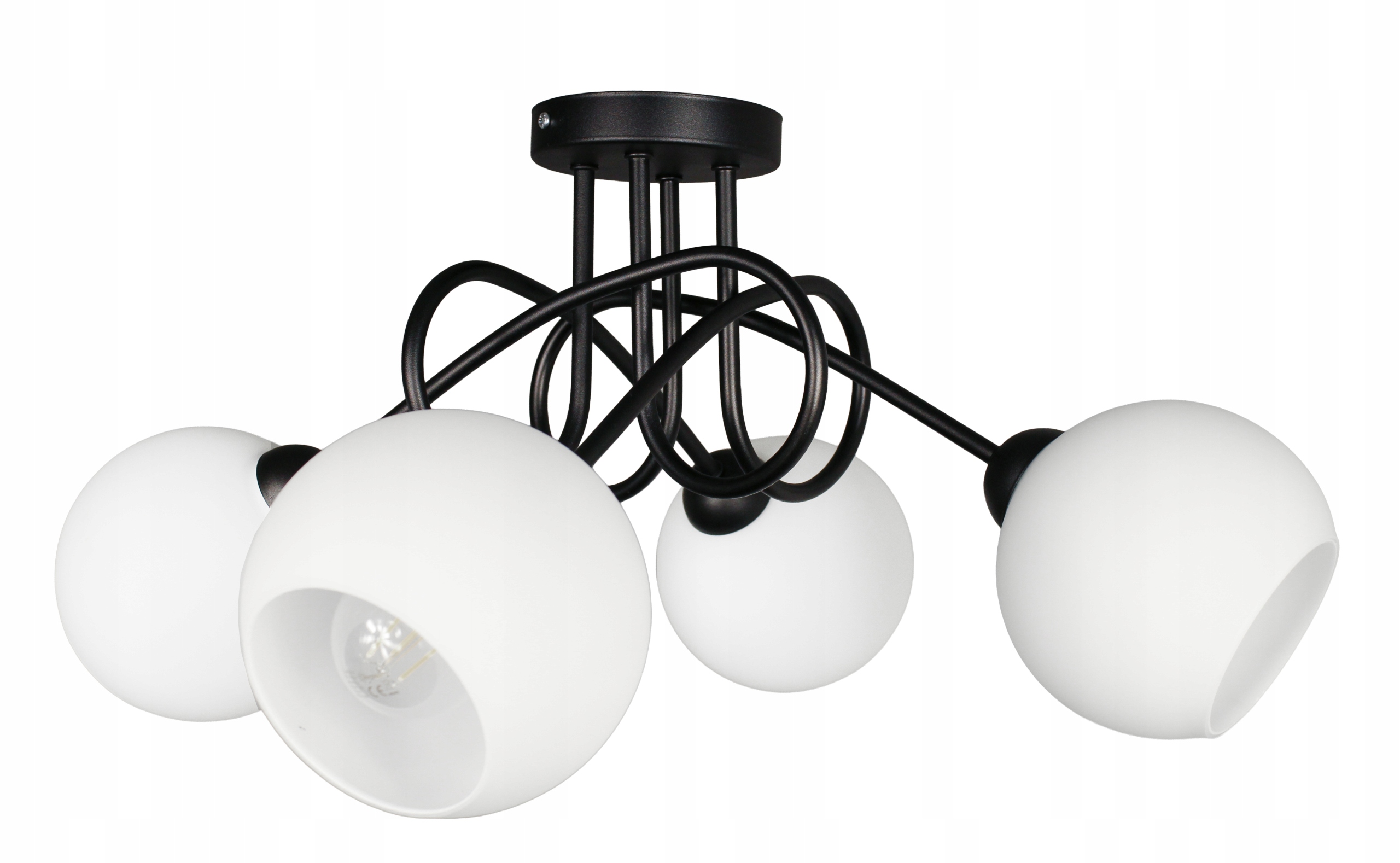 Závěsné stropní svítidlo lustr Edison Glas s černými stínítky, stropní lampa