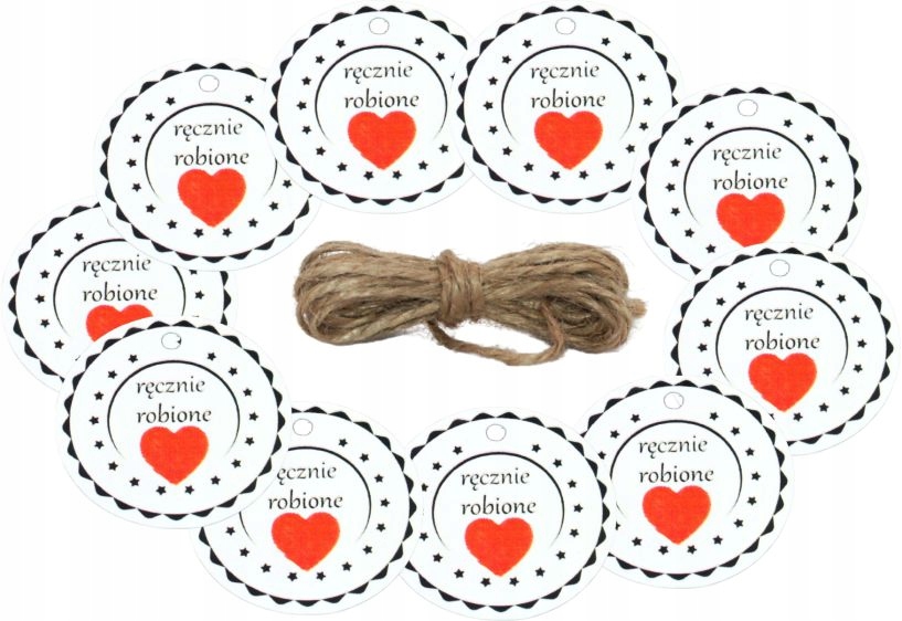 Zawieszki etykieta ręcznie robione /10szt +sznurei