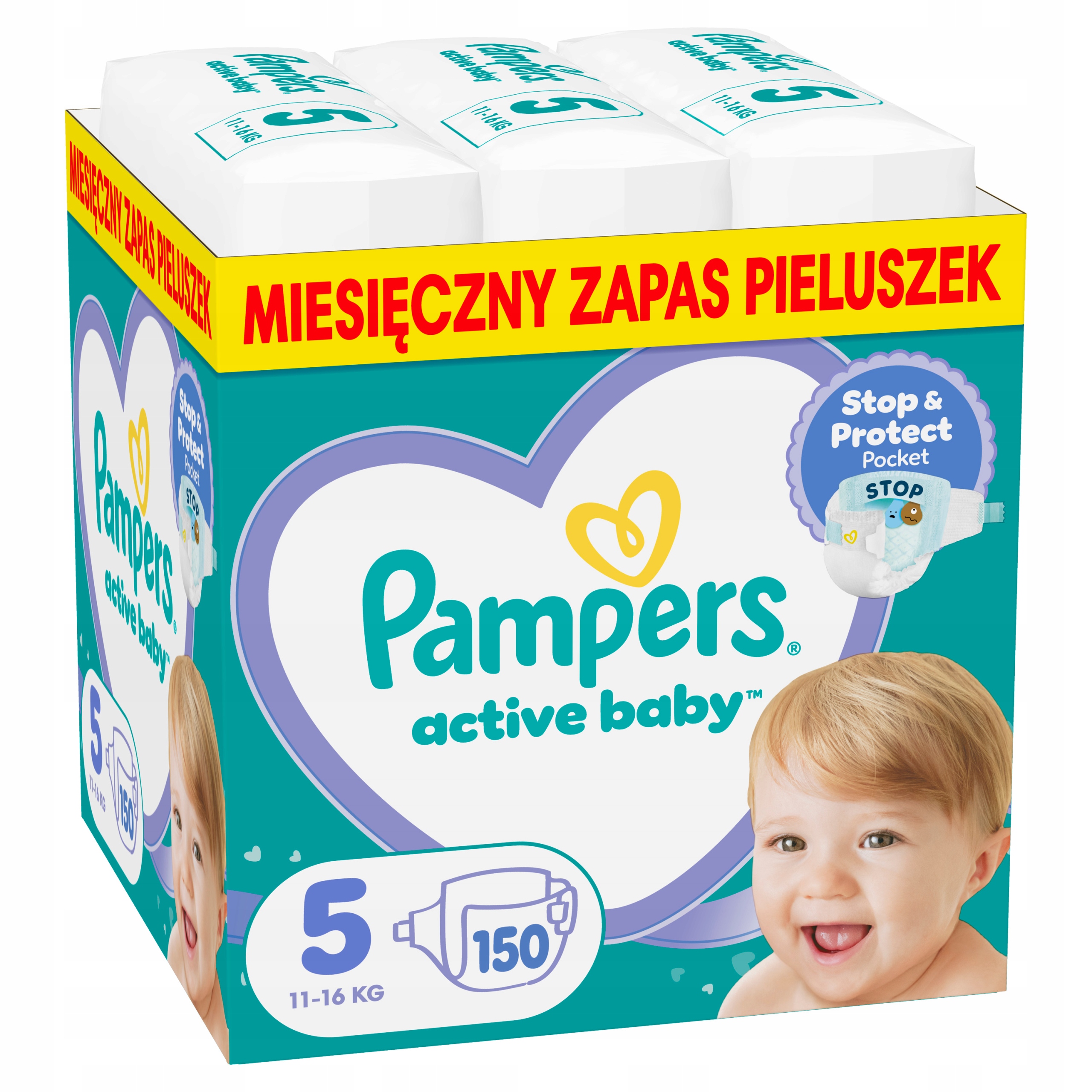 Pampers Active Baby 5 150 szt. 11-16 kg Pieluszki Miesięczny zapas