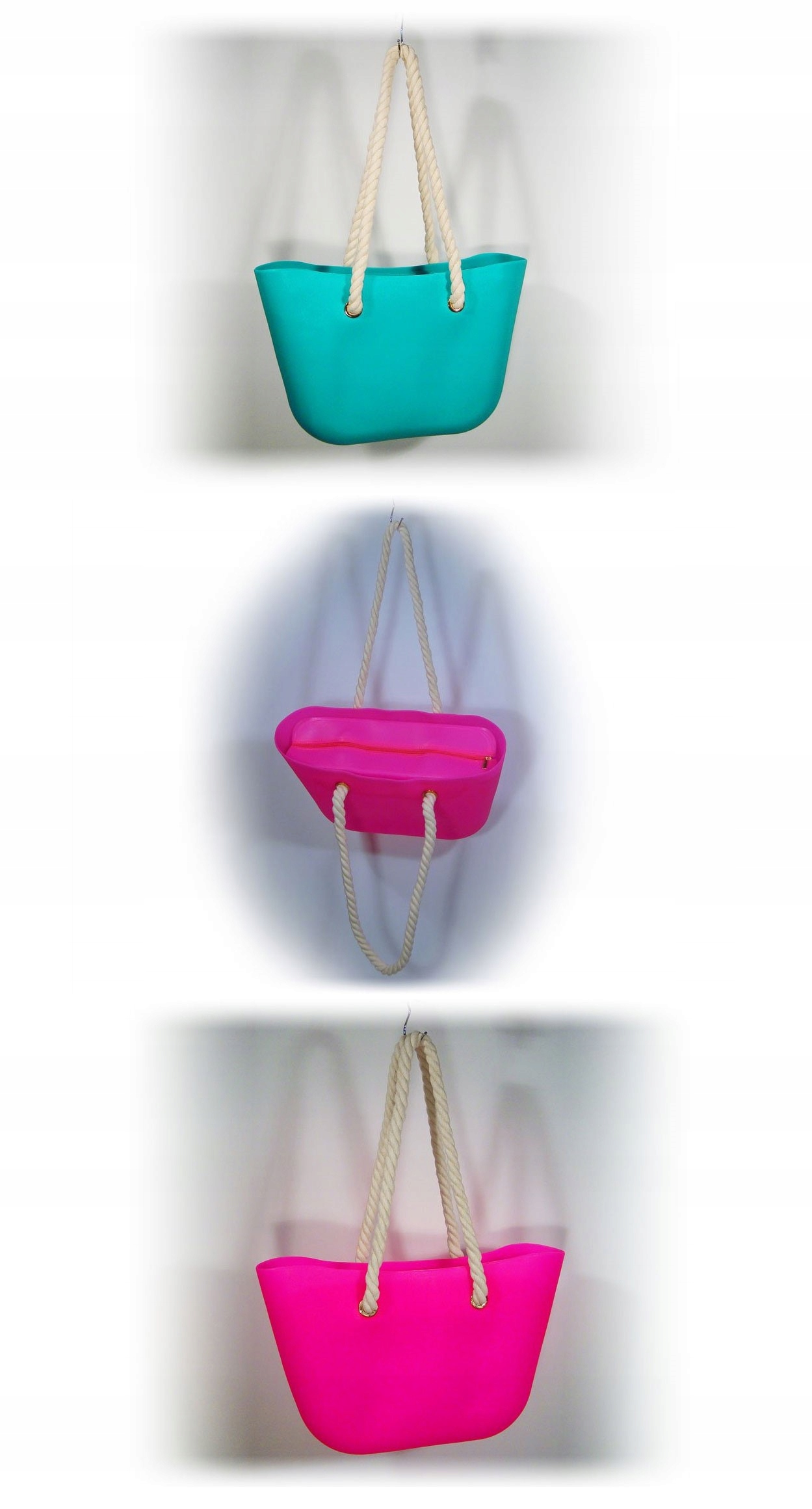 O TORBA GUMOWA TOREBKA HOBO JELLY SHOPPER BAG TGLA Wysokość 33 cm