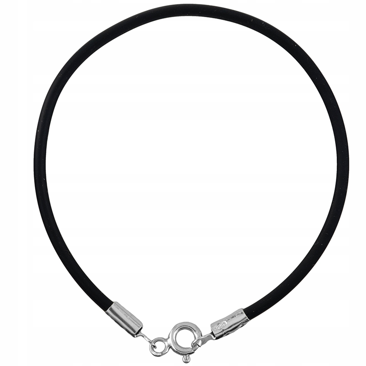 

Bransoleta rzemyk kauczuk 2 mm srebro 0,925