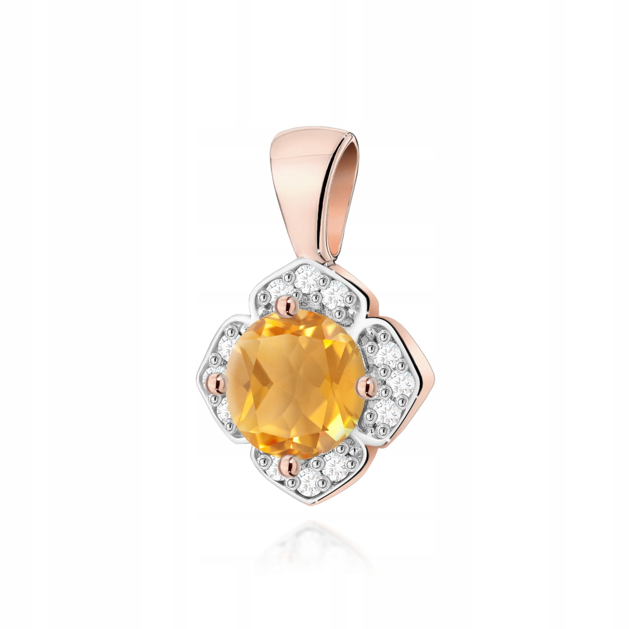 Zlatý přívěsek 585 s citronem růžové zlato, módní, elegantní k výročí