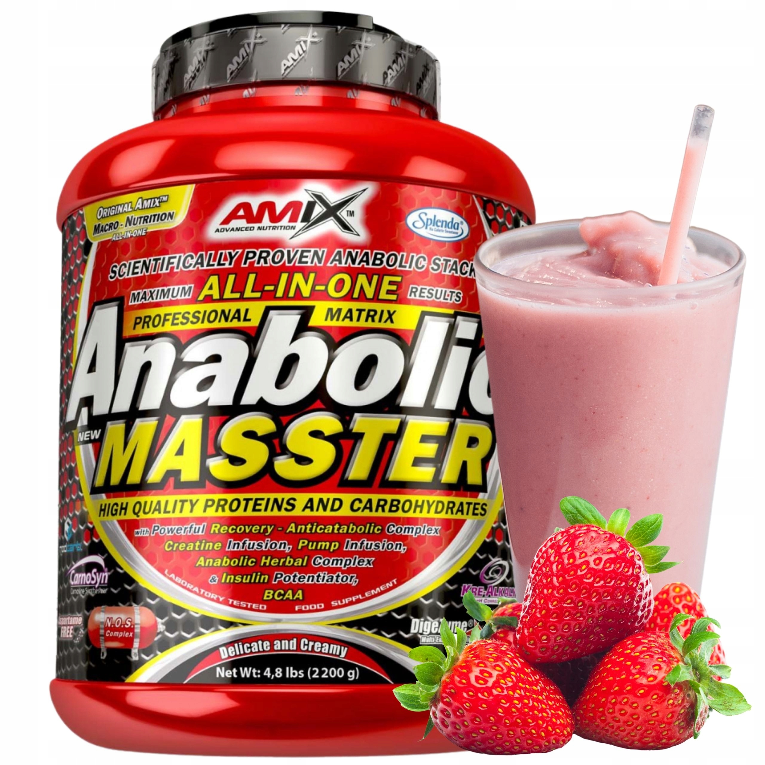 Amix Anabolic Masster Mass Gainer Mix Kreatin Carbs Cfm protein Jahoda