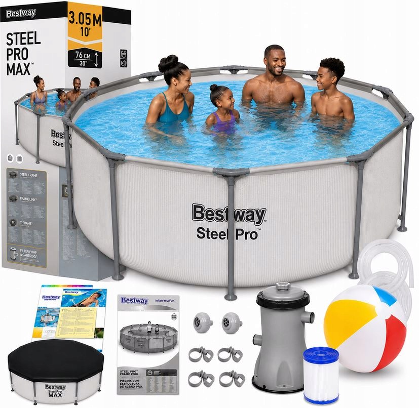 Basen Bestway 305x76 305 x 76 Steel Pro Max+ Akcesoria Zestaw 18W1