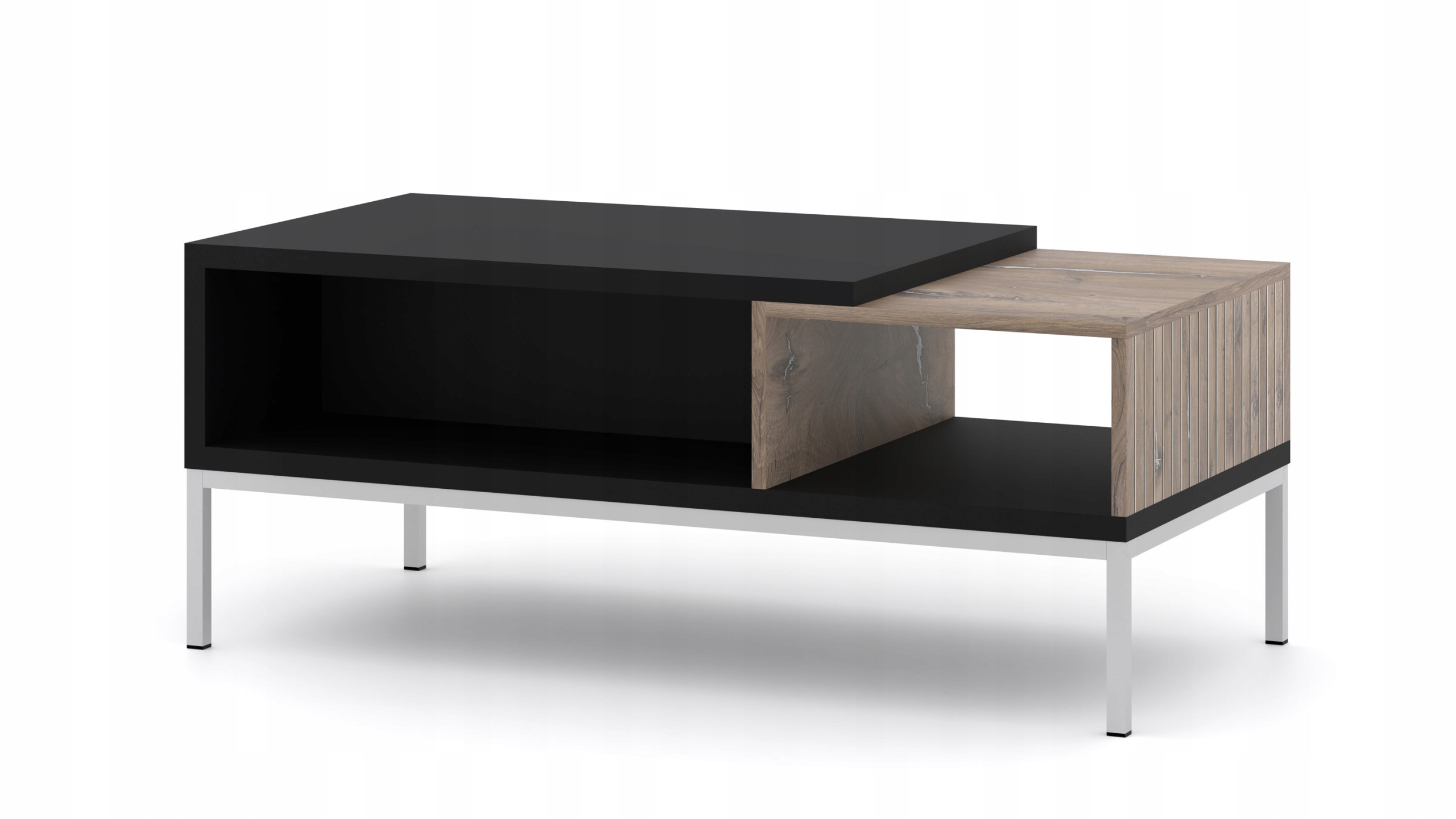 Kávový stolek Toledo 110x55 lavice černý dub flagstaff kovové nohy stříbrná