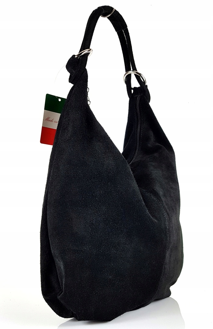 VERA PELLE Włoski mięciutki Zamszowy worek TOREBKA SKÓRZANA ZD4