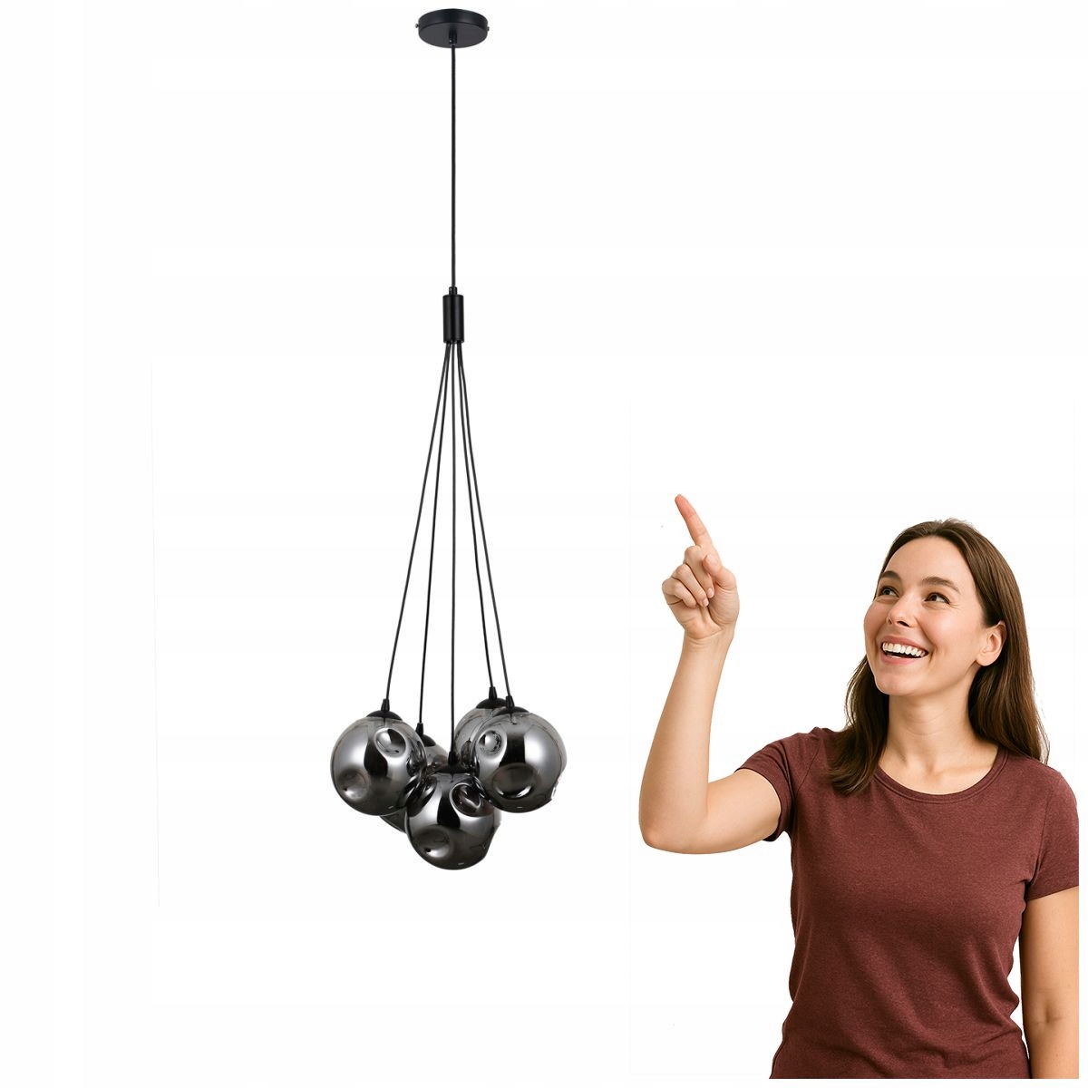 Černá závěsná lampa Perlos 35 cm Led Italux