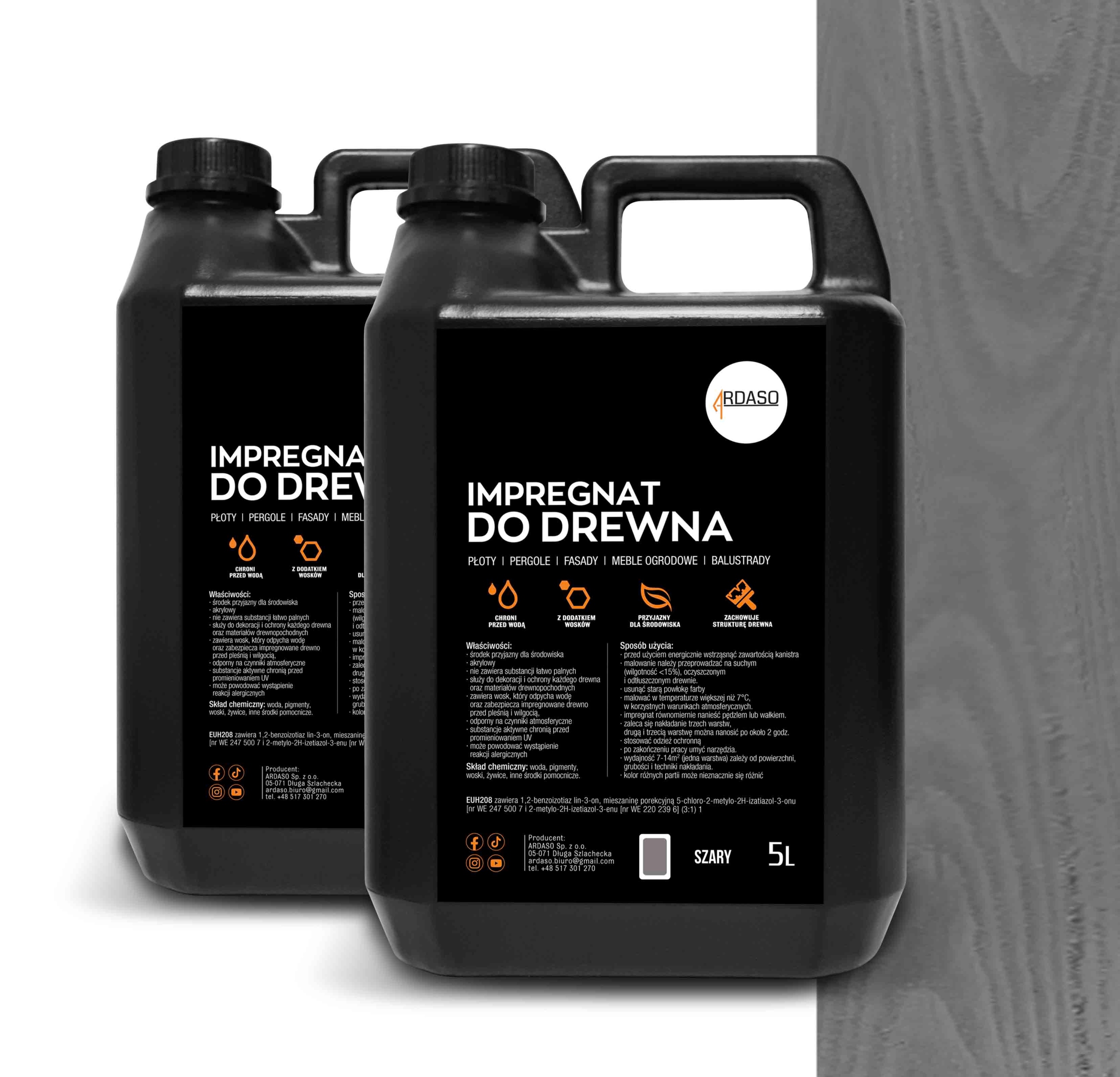 Impregnat farba do drewna Szary 10l