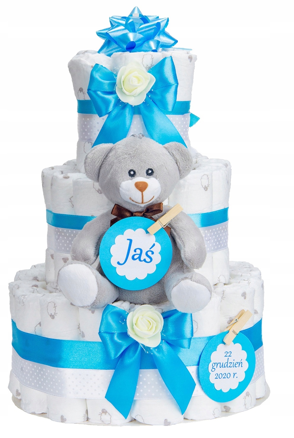 Dort z plenek Dada 3 modrý dárek ke křtu baby shower narozeniny