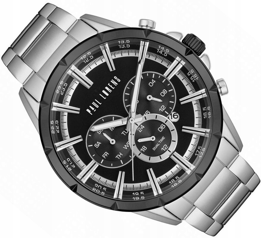 Pánské Hodinky Paul Lorens PL13605B-1C1 Módní Ležérní Data Dual Time 47 mm