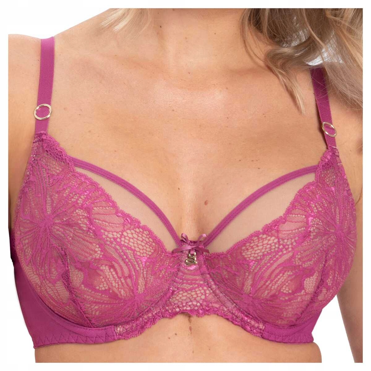 Samanta Podprsenka měkká, krajková, pohodlná Mila A123 malinová 80G