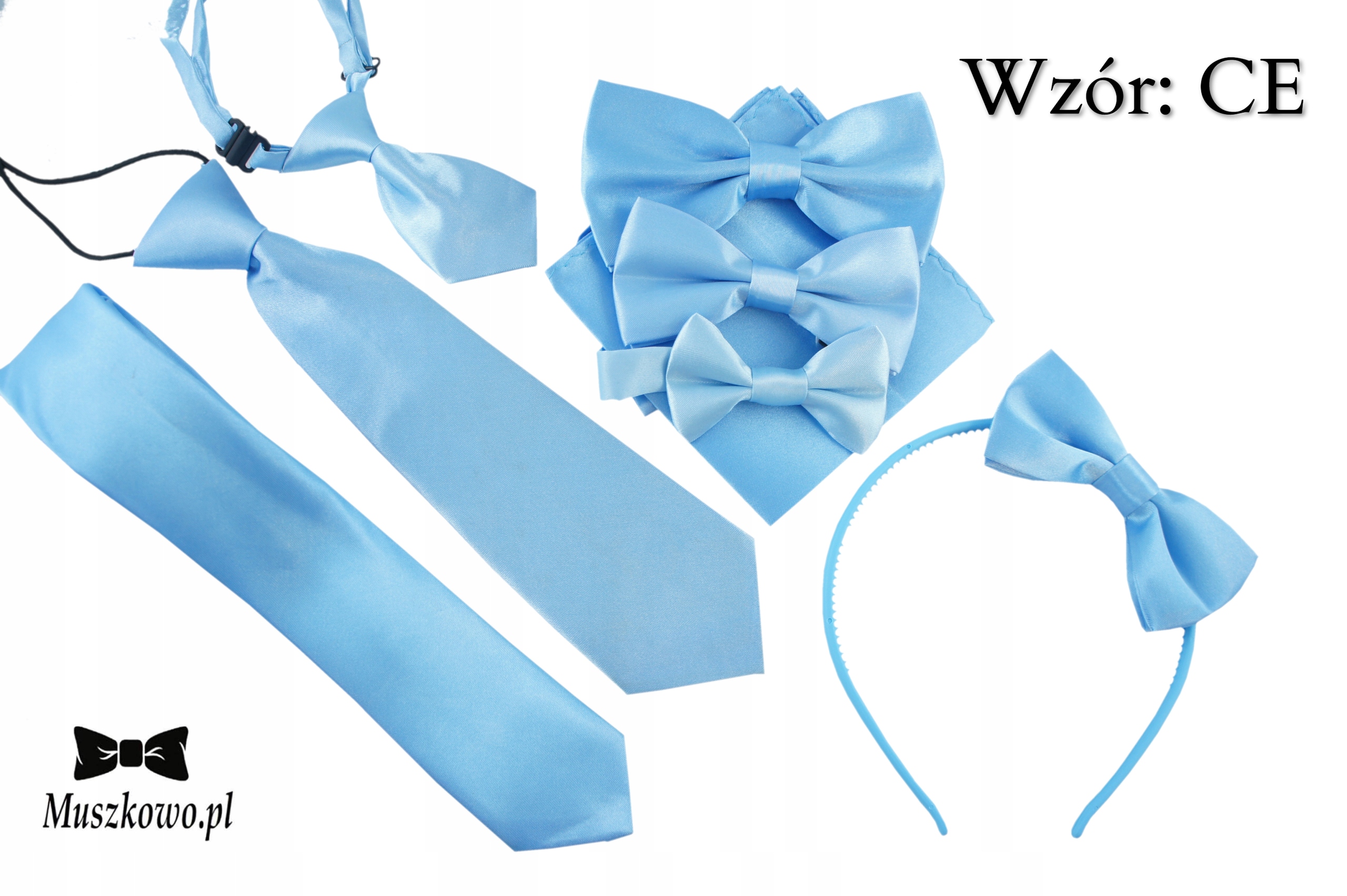Błękitny Krawat elegancki na zamku na komunię do szkoły Kolor niebieski