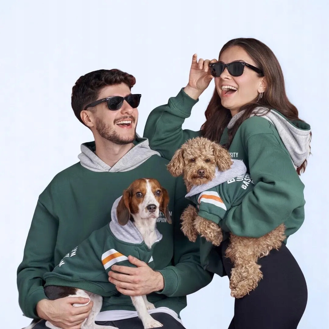 Mikina pro psa 100% bavlna zelená kačenka Matchy matcha set Xs-xxl