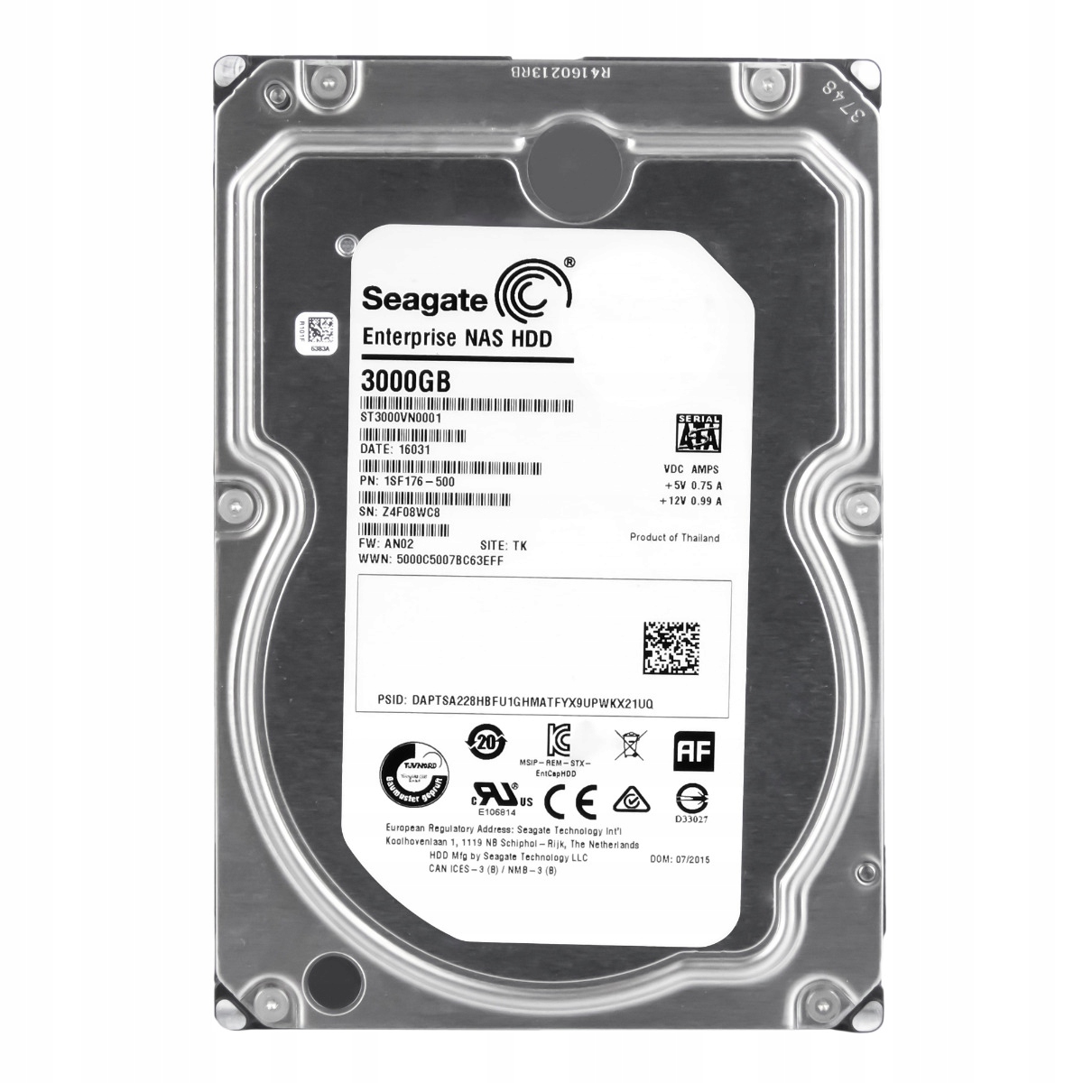 SEAGATE ENTERPRISE NAS HDD 3TB 7.2K 128MB SATA III 3.5