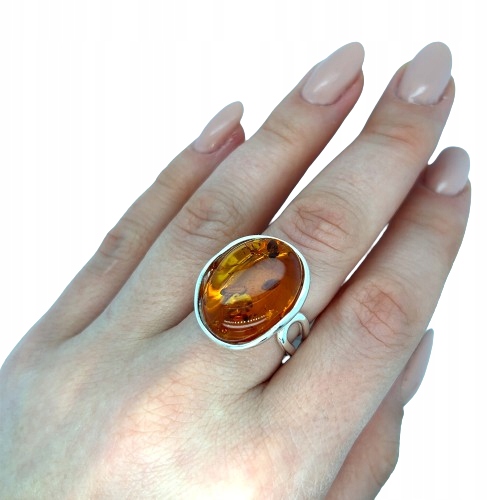 Prstýnek stříbrný s JANTARem Velký Nastavitelný Krásný jako Dárek Video 360