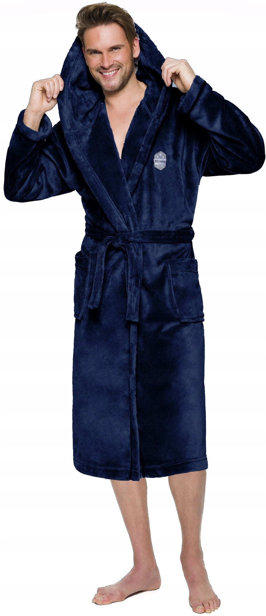 ALEX DŁUGI CIEPŁY SZLAFROK MĘSKI Z KAPTUREM XXL Kaptur z kapturem