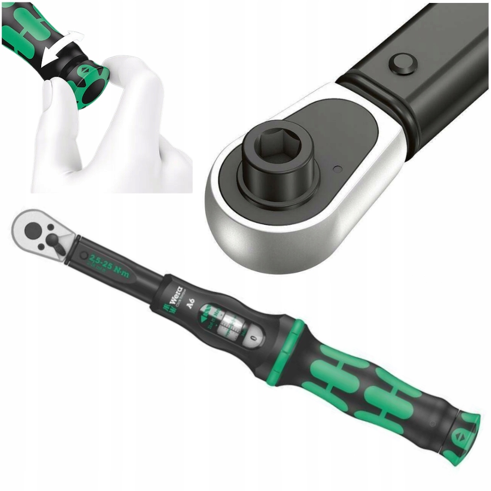 Momentový Kľúč Wera s hrkálkou A6 1/4" 2,5-25Nm 290 mm 05075605001