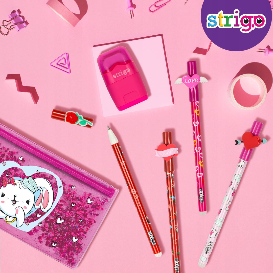 Wymazywalny długopis niebieski STRIGO PasteLOVE serca Kolor Wielokolorowy