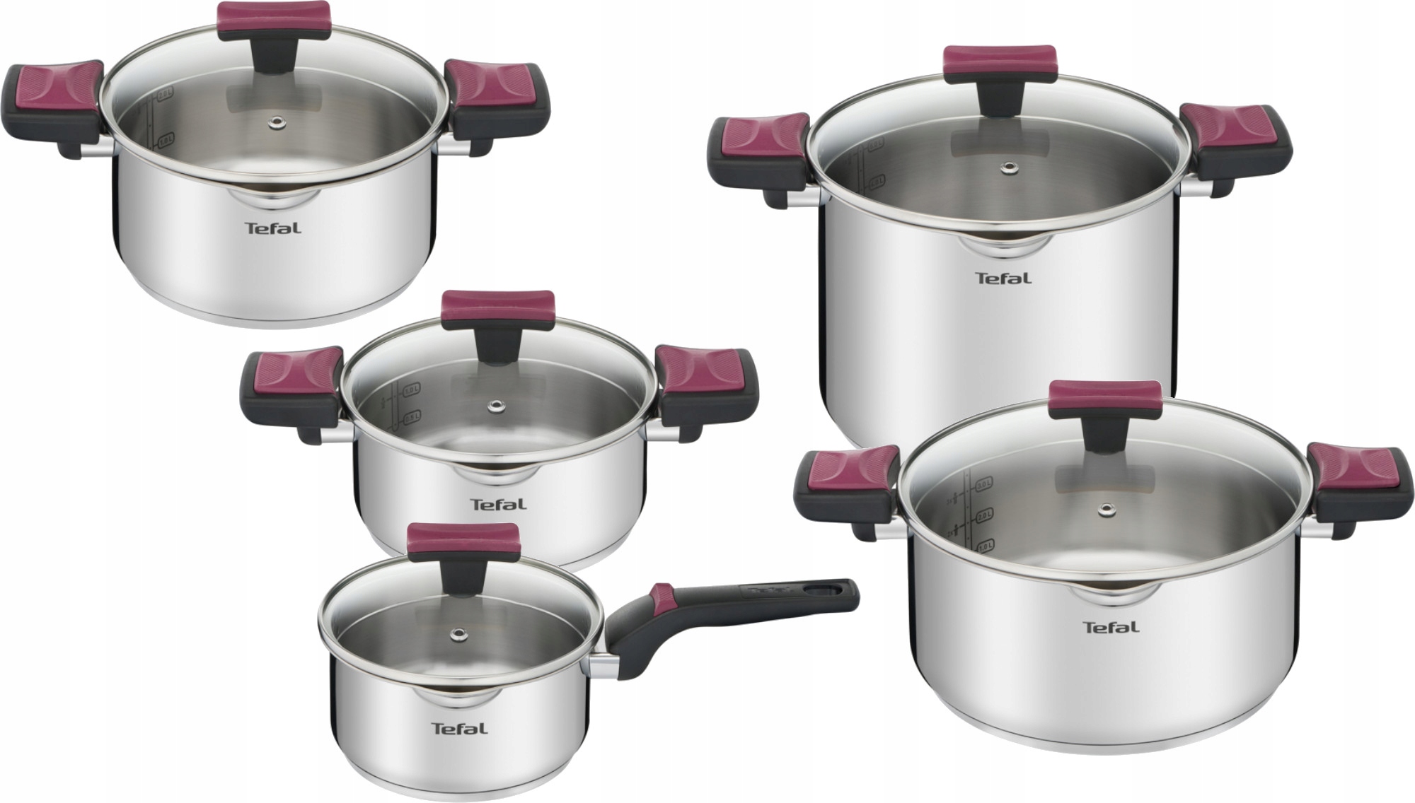 Набор кастрюль с крышками Cook&Clip для индукционной плиты, 10 предметов.