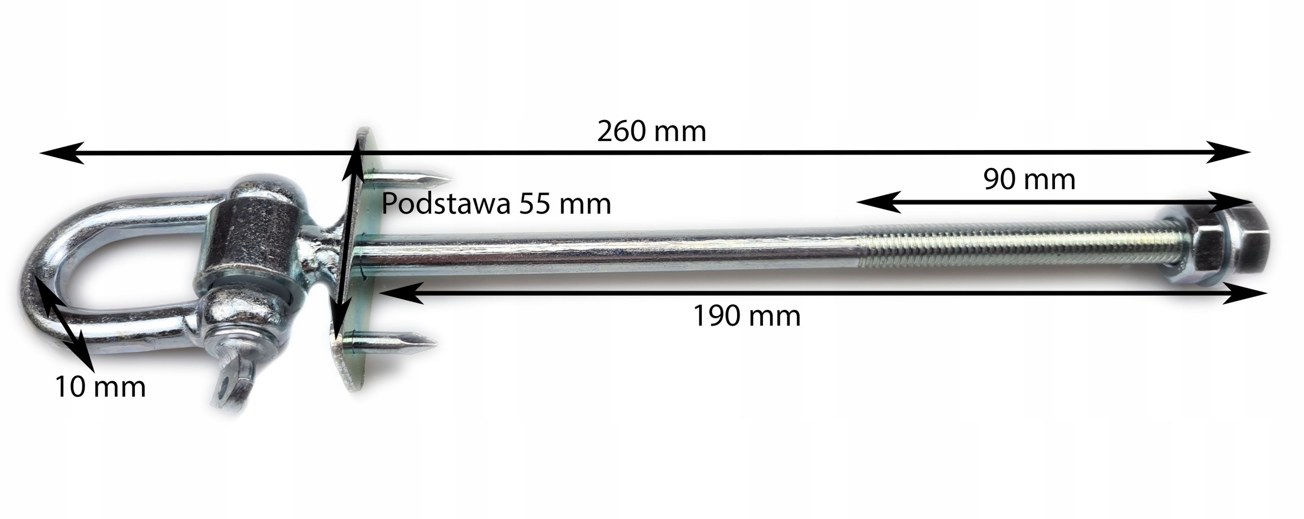 HAK DO MOCOWANIA HUŚTAWKI Z SZEKLĄ 10X200 + BOLCE Kod producenta HAK Z SZEKLĄ 10+ BOLCE