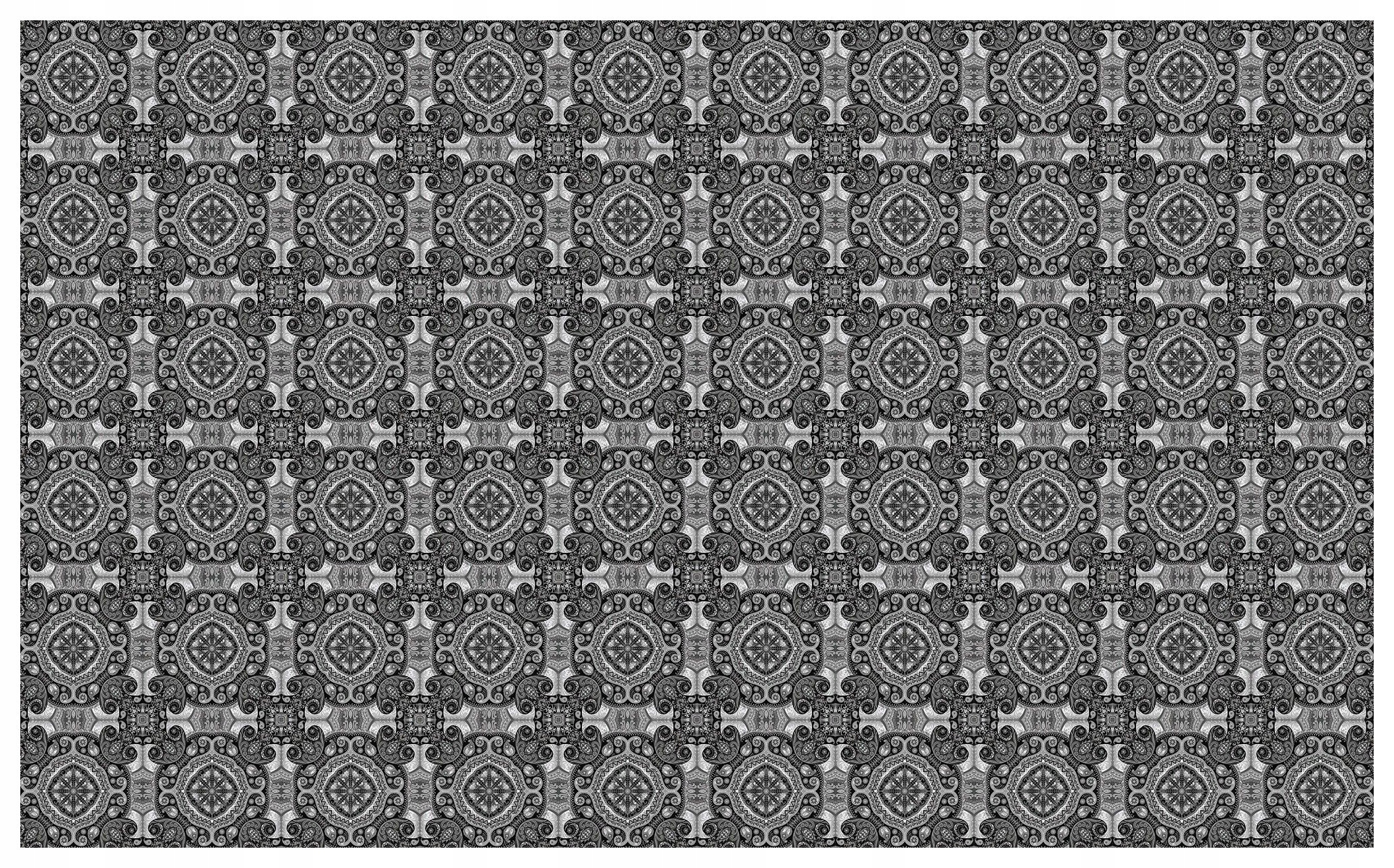Tapeta Monochromatické ornamenty květiny geometrie šedá 312x219 vinyl
