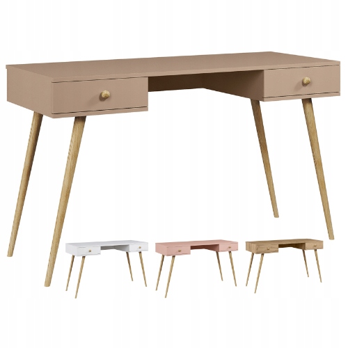 Biurko na drewnianych nogach z szufladami w stylu BOHO RÓŻNE KOLORY