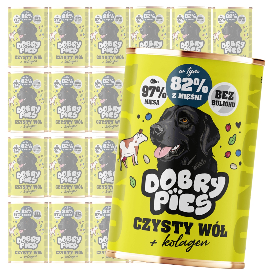 Levně Dobry Pies Mono 24x400g Monoproteinové Krmivo pro psa Hovězí maso Kolagen