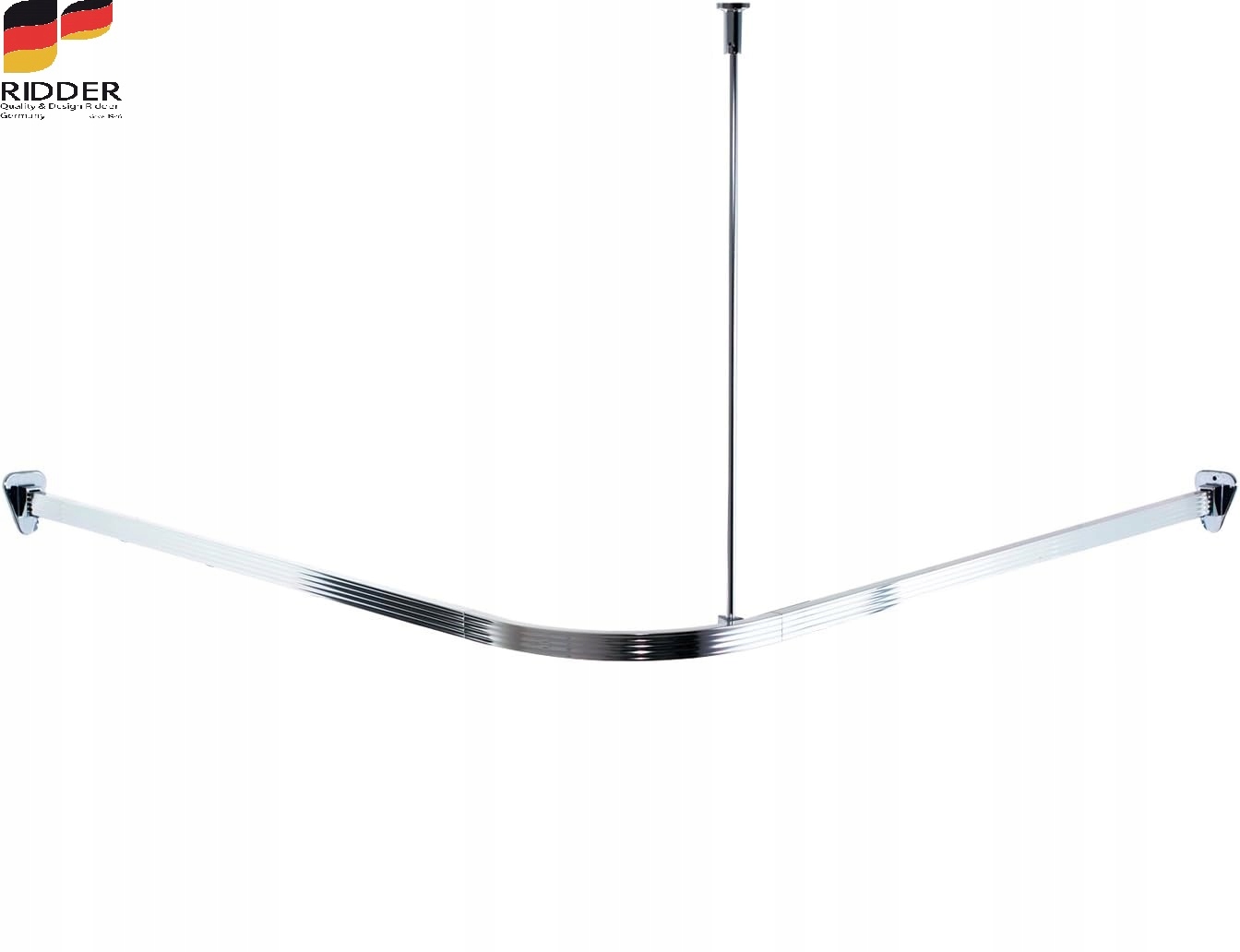 Rohová sprchová tyč na záclonu, 90x90x80 cm, hliníková Ridder