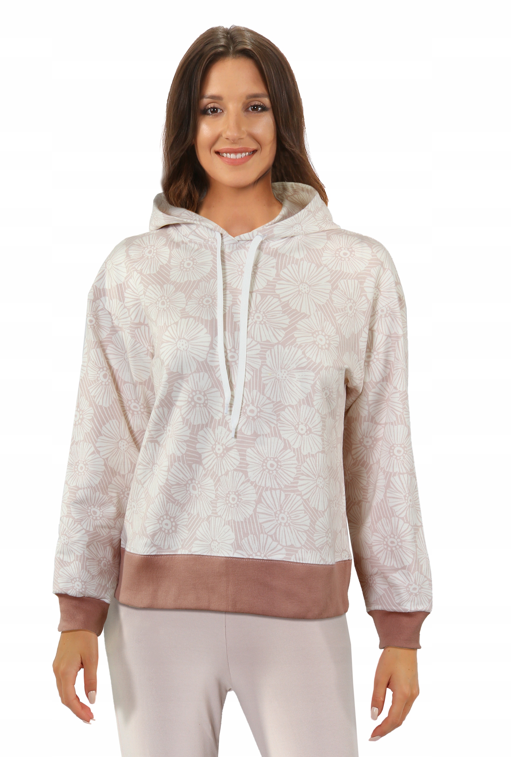 Sesto Senso Sportovní mikina tepláková mikina Mono s kapucí Růžová XL