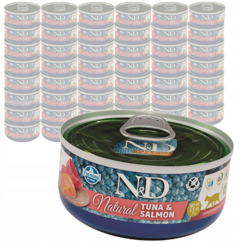 Levně Farmina N&d Cat Natural Tuna Salmon 48x70g Vlhké Krmivo pro kočky Tuňák Losos