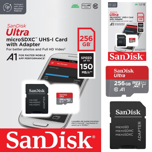 Karta Pamięci SanDisk Ultra microSD Sdxc 256GB 150mb/s A1 U1 do telefonu