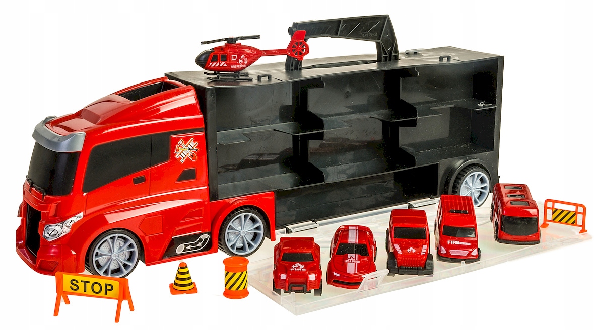 Smily Ciężarówka STRAŻ 5 pojazdów helikopter AUTA Marka Smily Play
