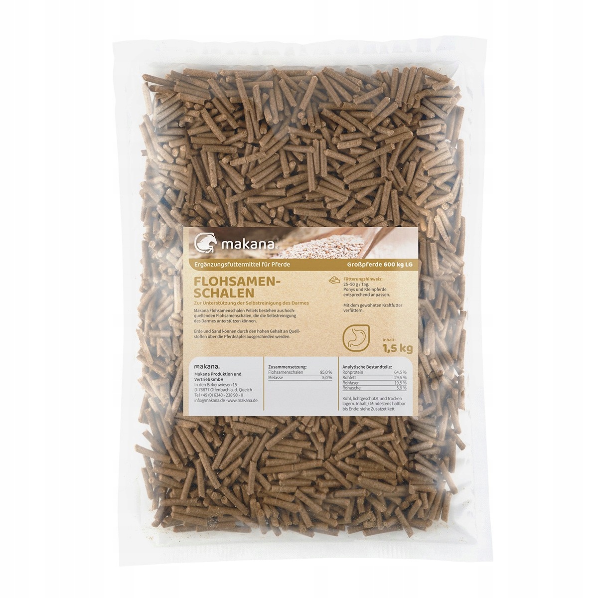 Makana Flohsamenschalen Pellets – wsparcie jelit dla koni horse 1,5kg