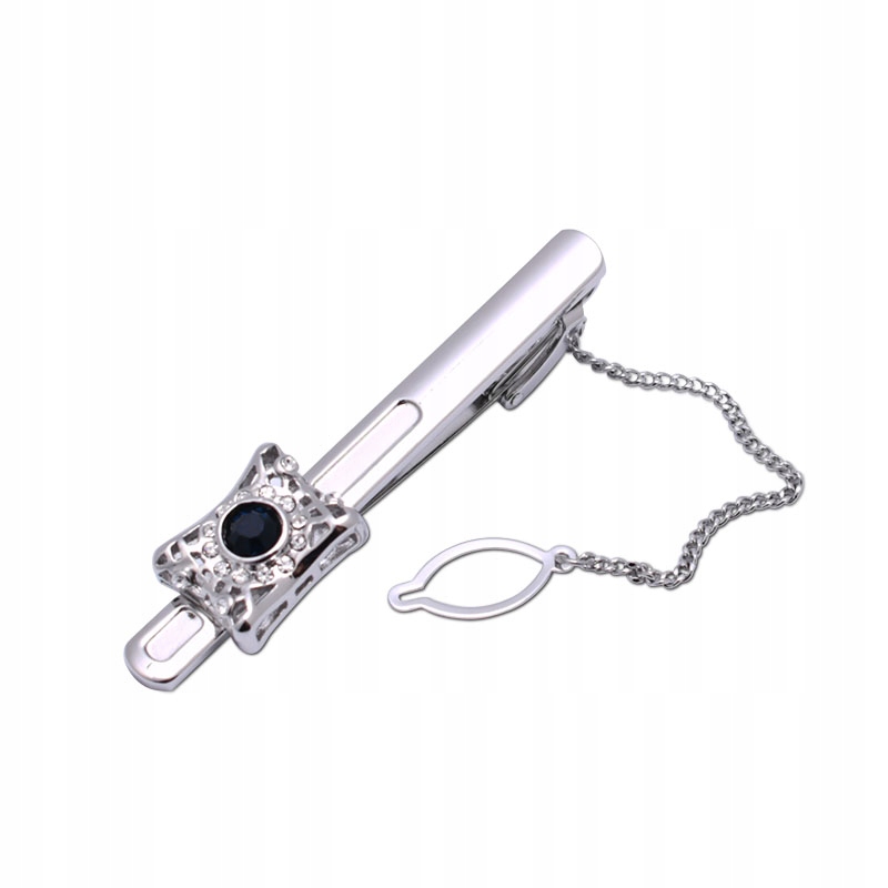 SPINKA KLIPS do KRAWATA srebrna francuska ELEGANCKA PREZENT DLA NIEGO