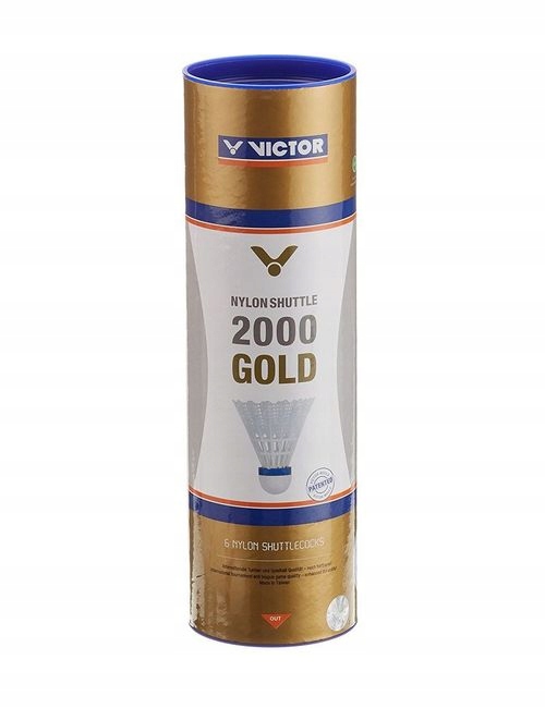 Lotki badmintona nylonowe Victor 2000 Gold Białe Średnie 6 szt