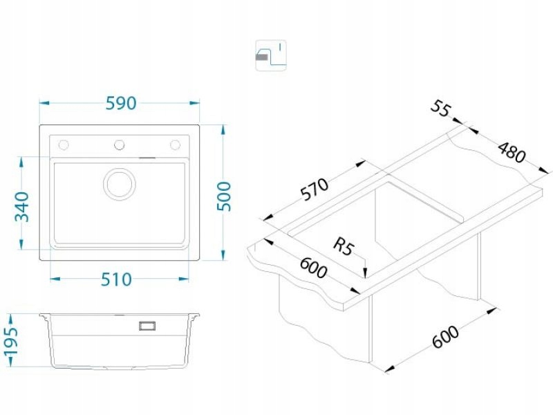 Zlew ALVEUS ATROX 30 BLACK EDITION + BATERIA FLEXA + akcesoria Kod producenta 1131996
