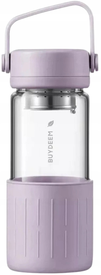 BUYDEEM Szklana butelka z zaparzaczem 350 ml, CD1008, Petal Purple — 2