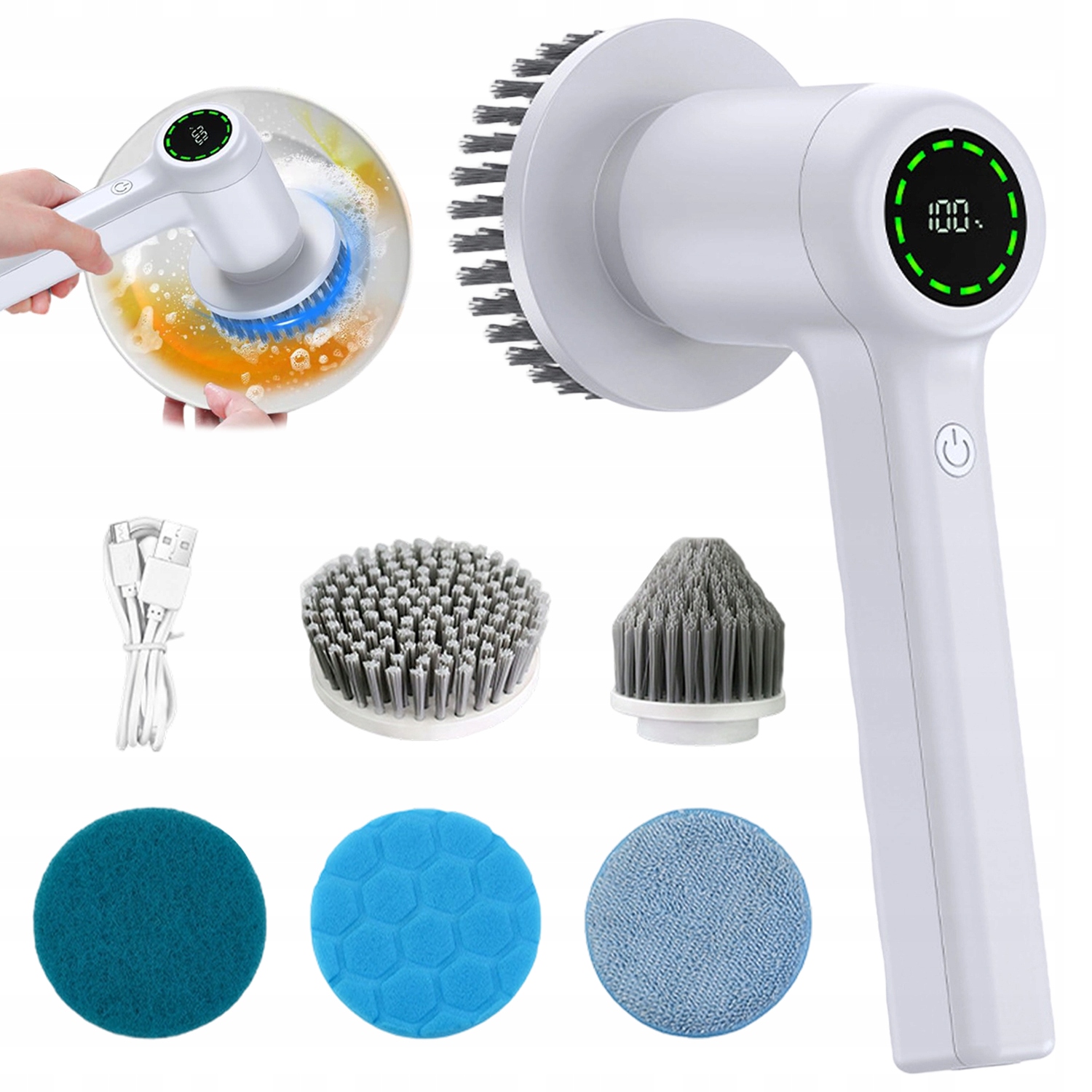 Elektrický Čisticí Kartáč Rotující Ruční Na Kuchyň Koupelnu