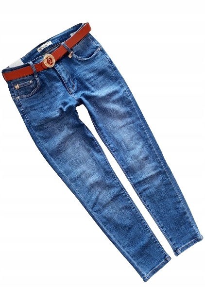 MS6 MODNE Jeansy M.SARA Skinny Z PASKIEM 44 XXL (33) 38-50 Stan (wysokość w pasie) wysoki